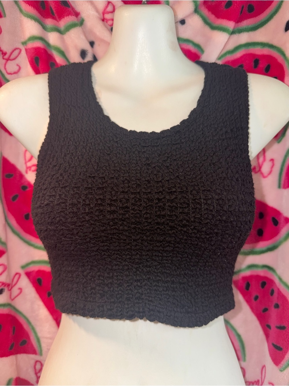 🖤 Vintage No Boundaries Cropped Popcorn Textured Tank Top